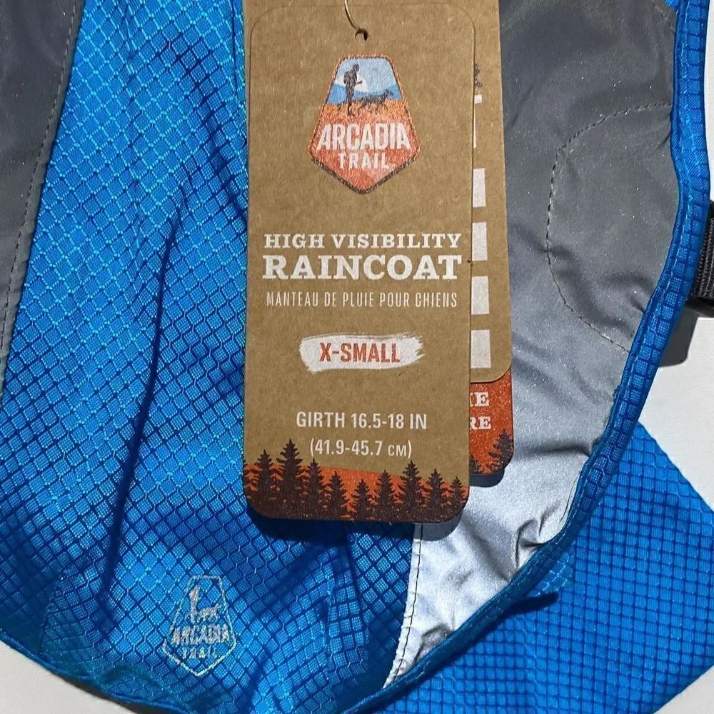 Arcadia Trail‎ Dog's High Visibility Blue Raincoat Size Extra Small NWT
